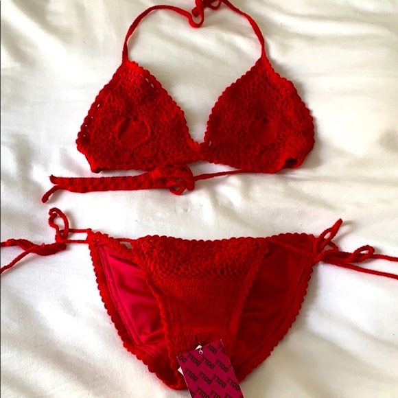 👙DOLL SWIMWEAR👙 Red Crochet Bikini🔥 - Picture 4 of 5